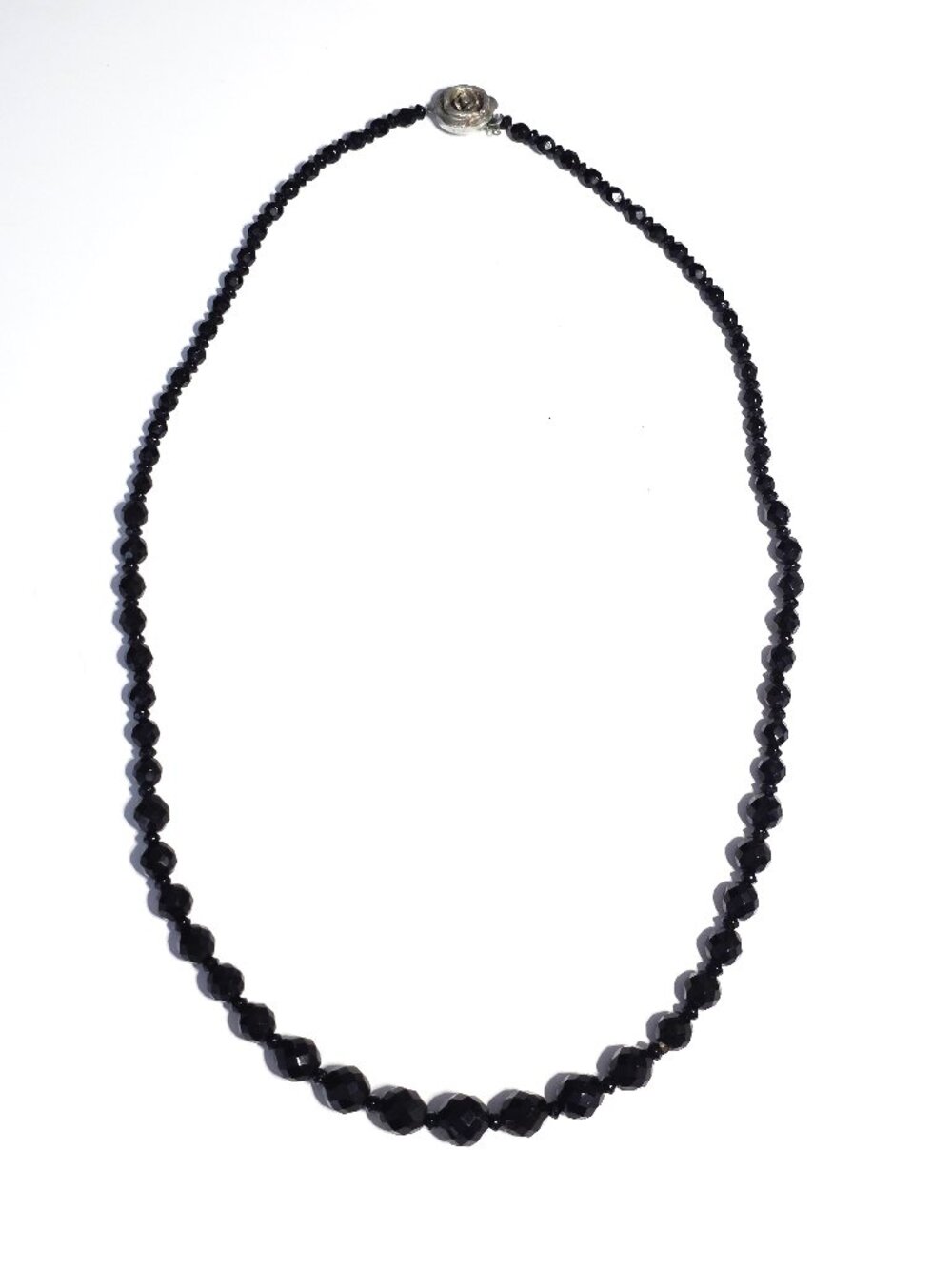 French Jet & 800 silver graduated bead necklace